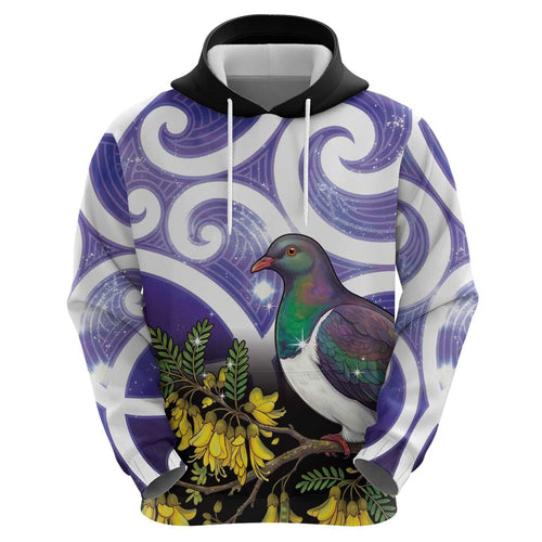 Kekeru New Zealand Matariki Hoodie Kukupa Kowhai Maori New Year Purple Version
