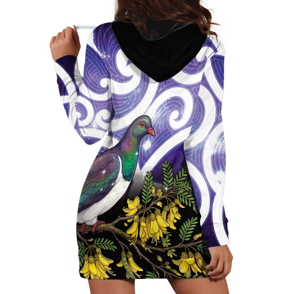 Kekeru New Zealand Matariki Hoodie Dress Kukupa Kowhai Maori New Year Purple Version