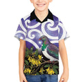 Kekeru New Zealand Matariki Kid Hawaiian Shirt Kukupa Kowhai Maori New Year Purple Version