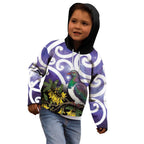 Kekeru New Zealand Matariki Kid Hoodie Kukupa Kowhai Maori New Year Purple Version