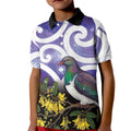 Kekeru New Zealand Matariki Kid Polo Shirt Kukupa Kowhai Maori New Year Purple Version