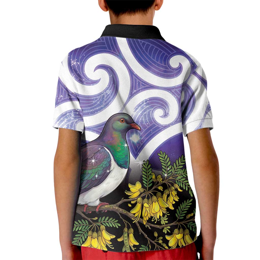 Kekeru New Zealand Matariki Kid Polo Shirt Kukupa Kowhai Maori New Year Purple Version