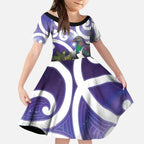 Kekeru New Zealand Matariki Kid Short Sleeve Dress Kukupa Kowhai Maori New Year Purple Version