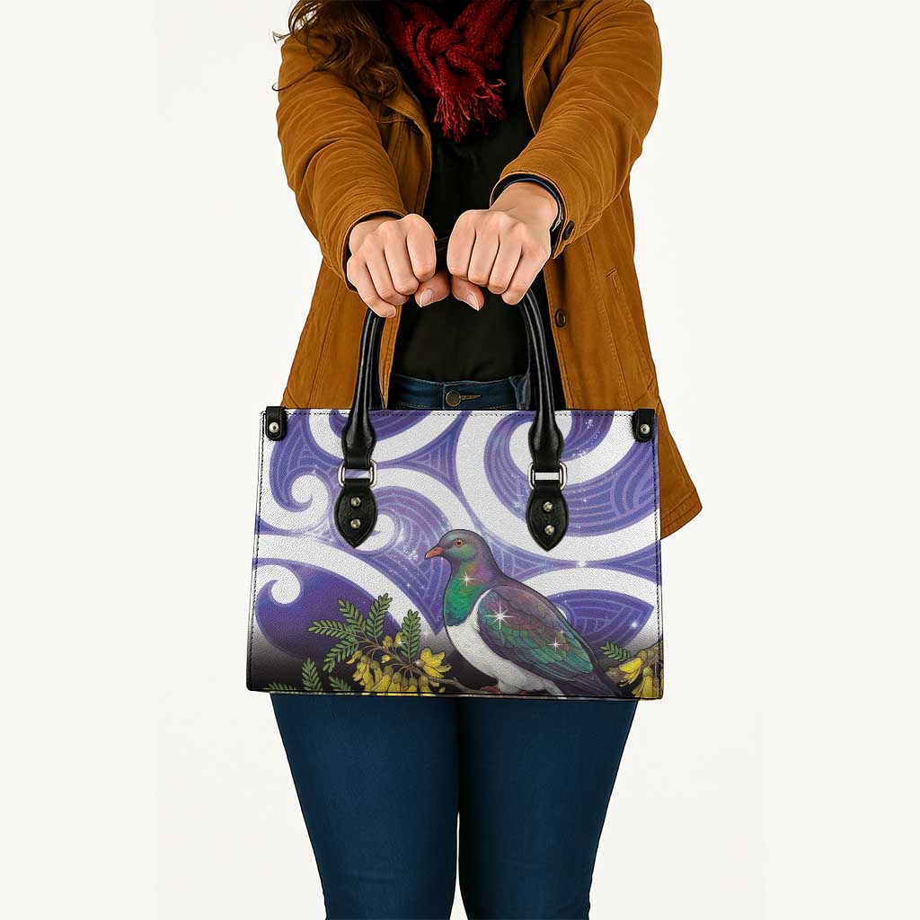 Kekeru New Zealand Matariki Leather Bag Kukupa Kowhai Maori New Year Purple Version