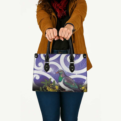 Kekeru New Zealand Matariki Leather Bag Kukupa Kowhai Maori New Year Purple Version