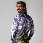 Kekeru New Zealand Matariki Long Sleeve Polo Shirt Kukupa Kowhai Maori New Year Purple Version