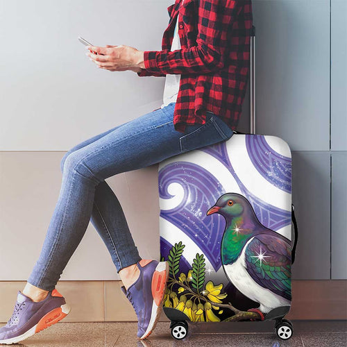 Kekeru New Zealand Matariki Luggage Cover Kukupa Kowhai Maori New Year Purple Version