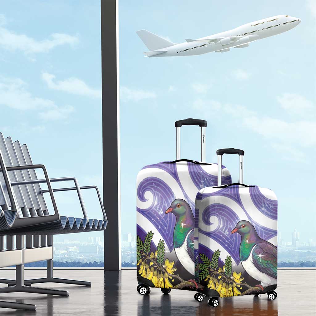 Kekeru New Zealand Matariki Luggage Cover Kukupa Kowhai Maori New Year Purple Version