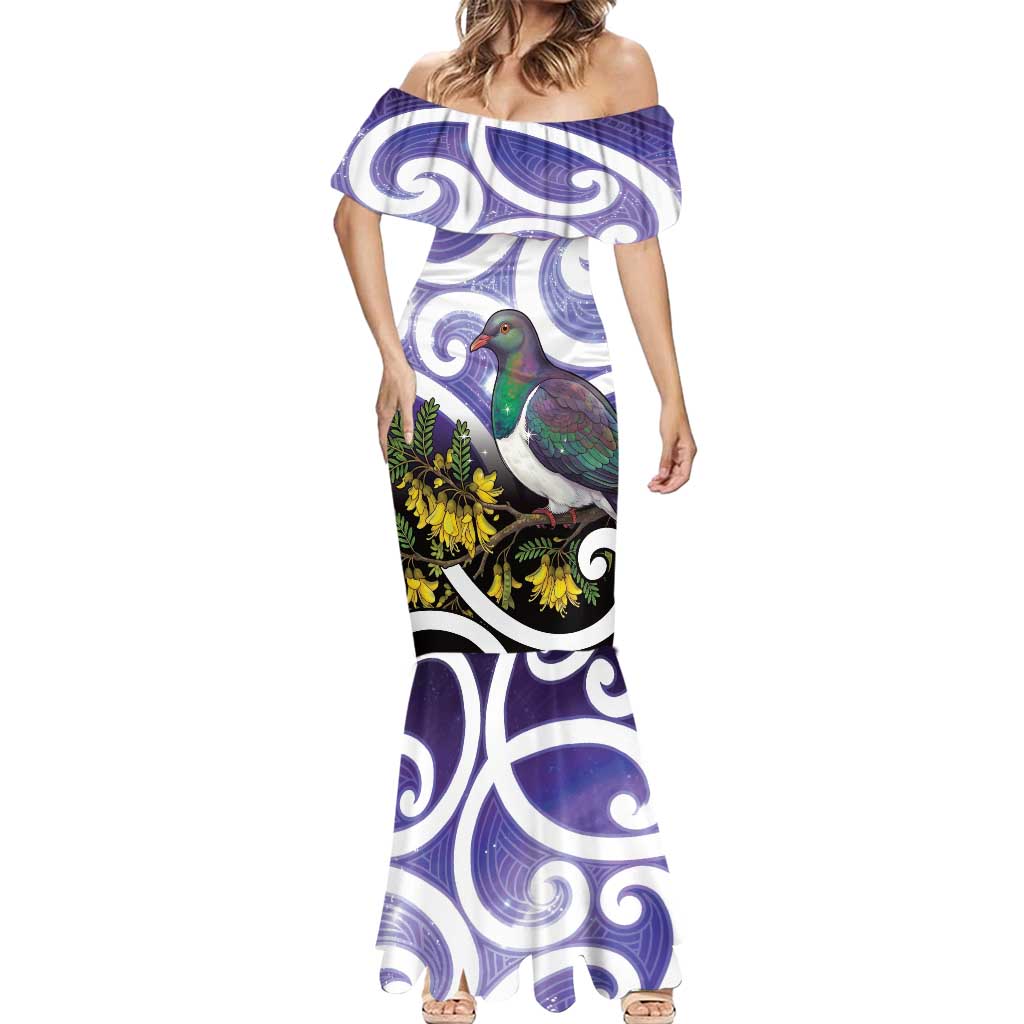 Kekeru New Zealand Matariki Mermaid Dress Kukupa Kowhai Maori New Year Purple Version