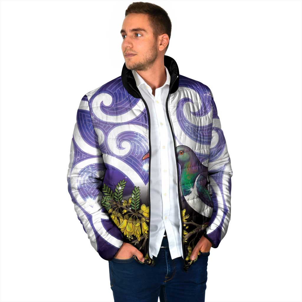 Kekeru New Zealand Matariki Padded Jacket Kukupa Kowhai Maori New Year Purple Version