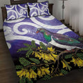 Kekeru New Zealand Matariki Quilt Bed Set Kukupa Kowhai Maori New Year Purple Version