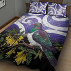 Kekeru New Zealand Matariki Quilt Bed Set Kukupa Kowhai Maori New Year Purple Version