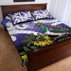 Kekeru New Zealand Matariki Quilt Bed Set Kukupa Kowhai Maori New Year Purple Version