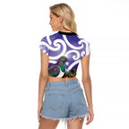 Kekeru New Zealand Matariki Raglan Cropped T Shirt Kukupa Kowhai Maori New Year Purple Version