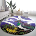 Kekeru New Zealand Matariki Round Carpet Kukupa Kowhai Maori New Year Purple Version
