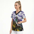 Kekeru New Zealand Matariki Scrub Top Kukupa Kowhai Maori New Year Purple Version