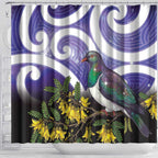 Kekeru New Zealand Matariki Shower Curtain Kukupa Kowhai Maori New Year Purple Version