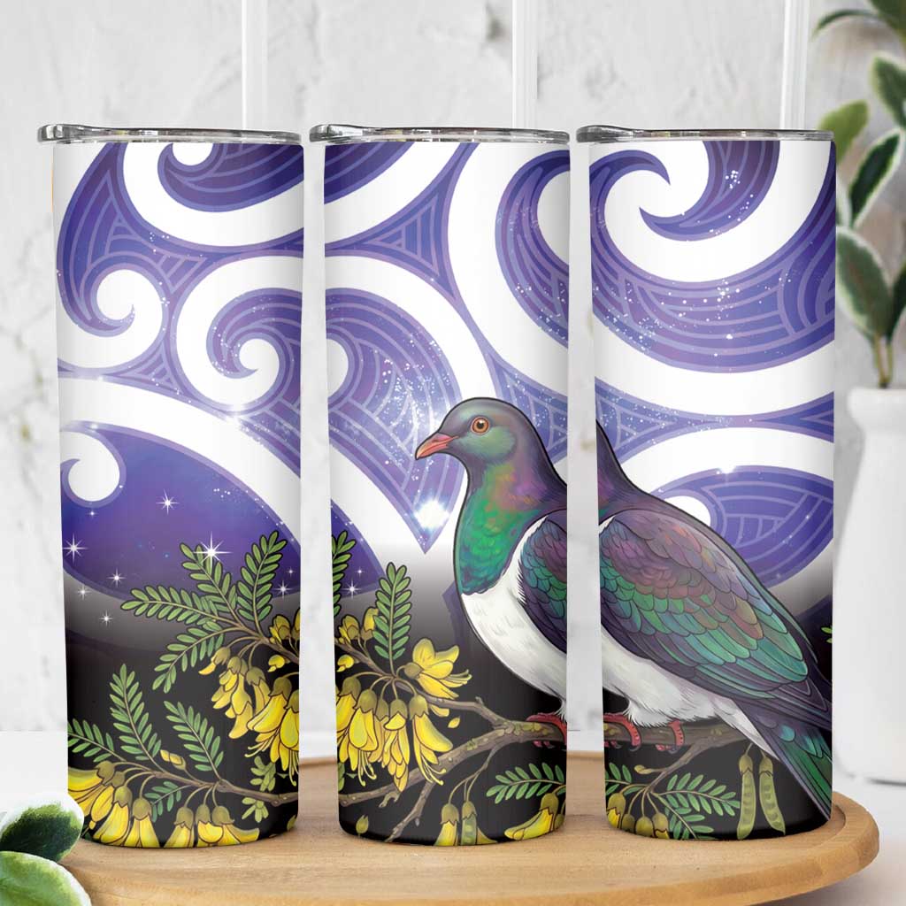 Kekeru New Zealand Matariki Skinny Tumbler Kukupa Kowhai Maori New Year Purple Version
