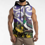 Kekeru New Zealand Matariki Sleeveless Hoodie Kukupa Kowhai Maori New Year Purple Version