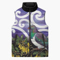 Kekeru New Zealand Matariki Sleeveless Puffer Jacket Kukupa Kowhai Maori New Year Purple Version