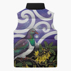 Kekeru New Zealand Matariki Sleeveless Puffer Jacket Kukupa Kowhai Maori New Year Purple Version