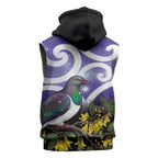 Kekeru New Zealand Matariki Sleeveless Zip Hoodie Kukupa Kowhai Maori New Year Purple Version