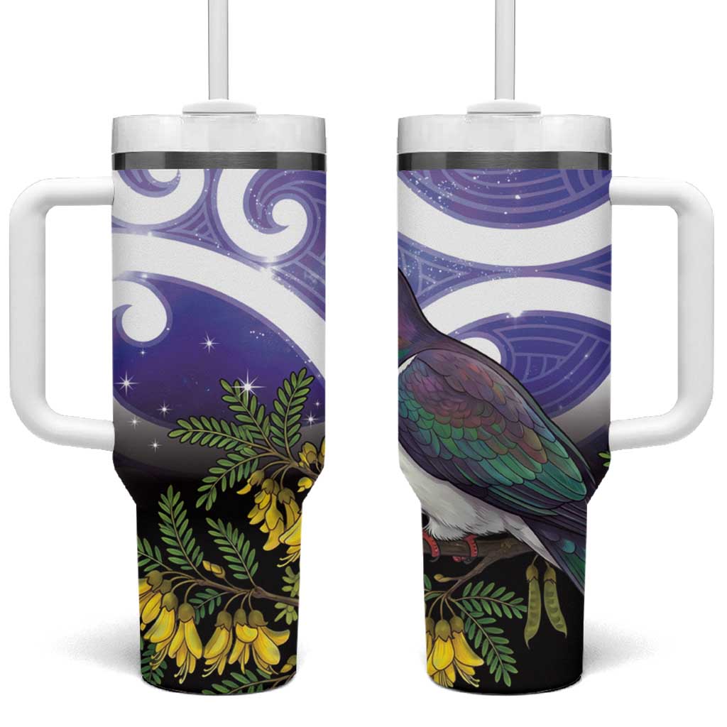 Kekeru New Zealand Matariki Tumbler With Handle Kukupa Kowhai Maori New Year Purple Version