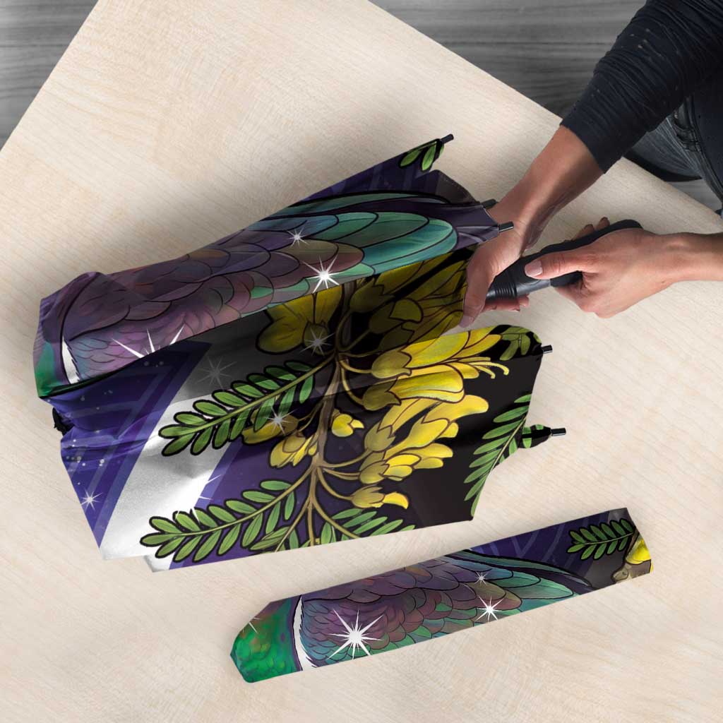Kekeru New Zealand Matariki Umbrella Kukupa Kowhai Maori New Year Purple Version