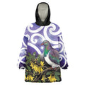 Kekeru New Zealand Matariki Wearable Blanket Hoodie Kukupa Kowhai Maori New Year Purple Version