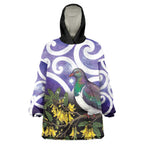 Kekeru New Zealand Matariki Wearable Blanket Hoodie Kukupa Kowhai Maori New Year Purple Version