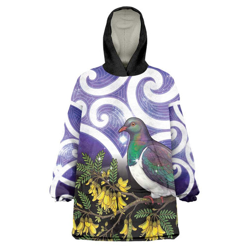 Kekeru New Zealand Matariki Wearable Blanket Hoodie Kukupa Kowhai Maori New Year Purple Version