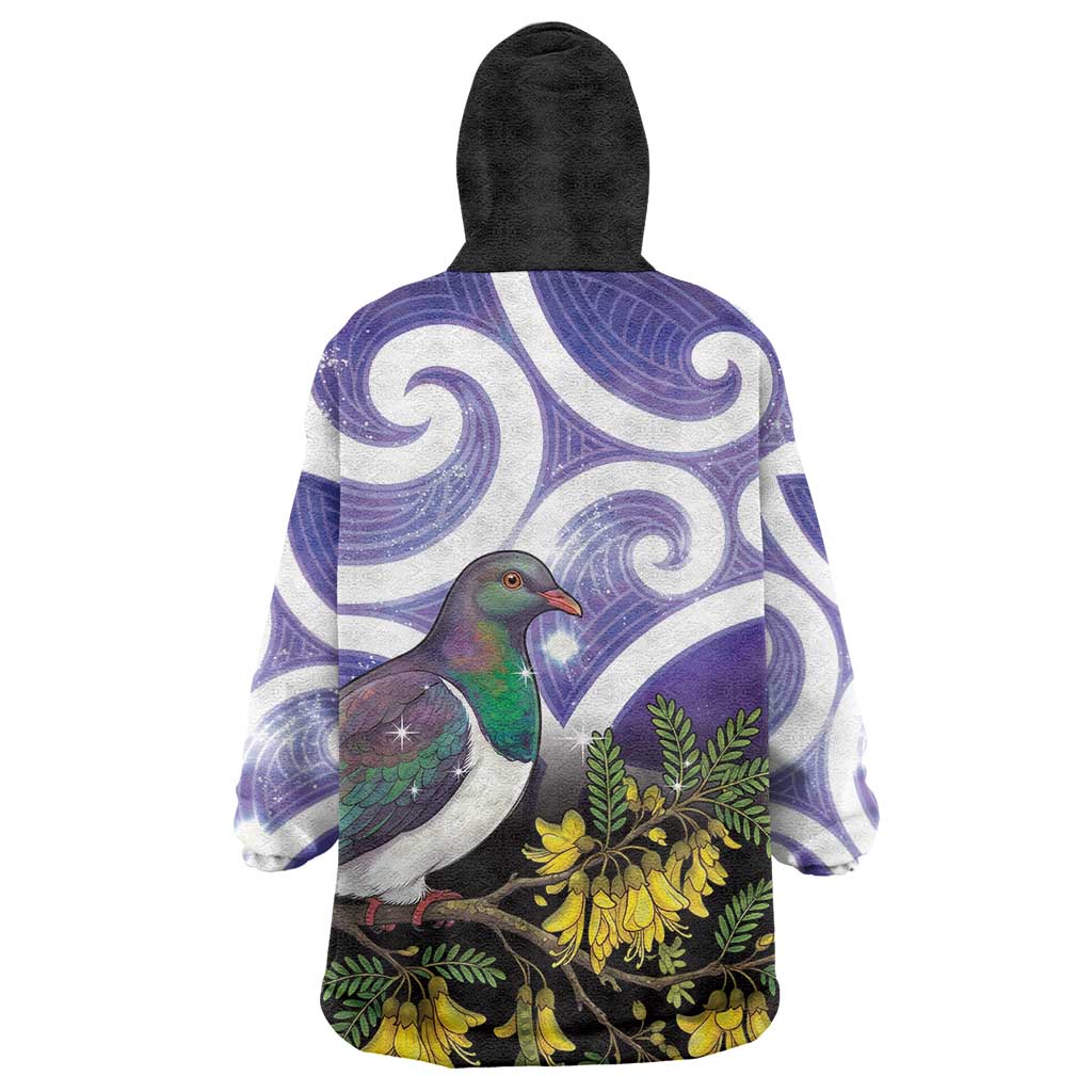 Kekeru New Zealand Matariki Wearable Blanket Hoodie Kukupa Kowhai Maori New Year Purple Version