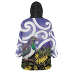 Kekeru New Zealand Matariki Wearable Blanket Hoodie Kukupa Kowhai Maori New Year Purple Version