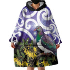 Kekeru New Zealand Matariki Wearable Blanket Hoodie Kukupa Kowhai Maori New Year Purple Version