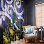 Kekeru New Zealand Matariki Window Curtain Kukupa Kowhai Maori New Year Purple Version