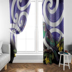 Kekeru New Zealand Matariki Window Curtain Kukupa Kowhai Maori New Year Purple Version