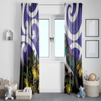 Kekeru New Zealand Matariki Window Curtain Kukupa Kowhai Maori New Year Purple Version
