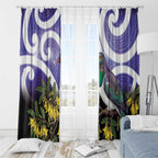Kekeru New Zealand Matariki Window Curtain Kukupa Kowhai Maori New Year Purple Version