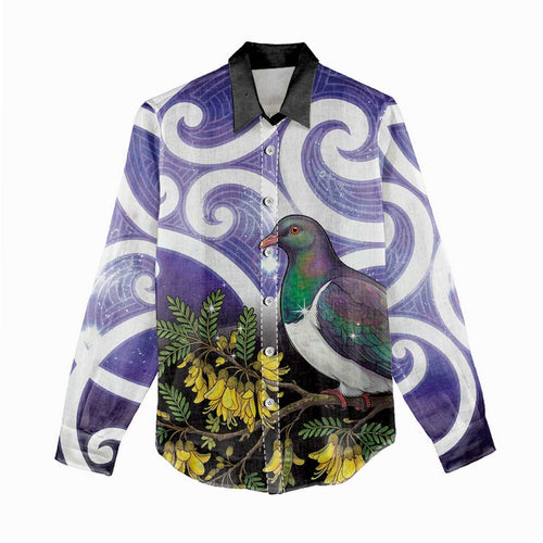 Kekeru New Zealand Matariki Women Casual Shirt Kukupa Kowhai Maori New Year Purple Version
