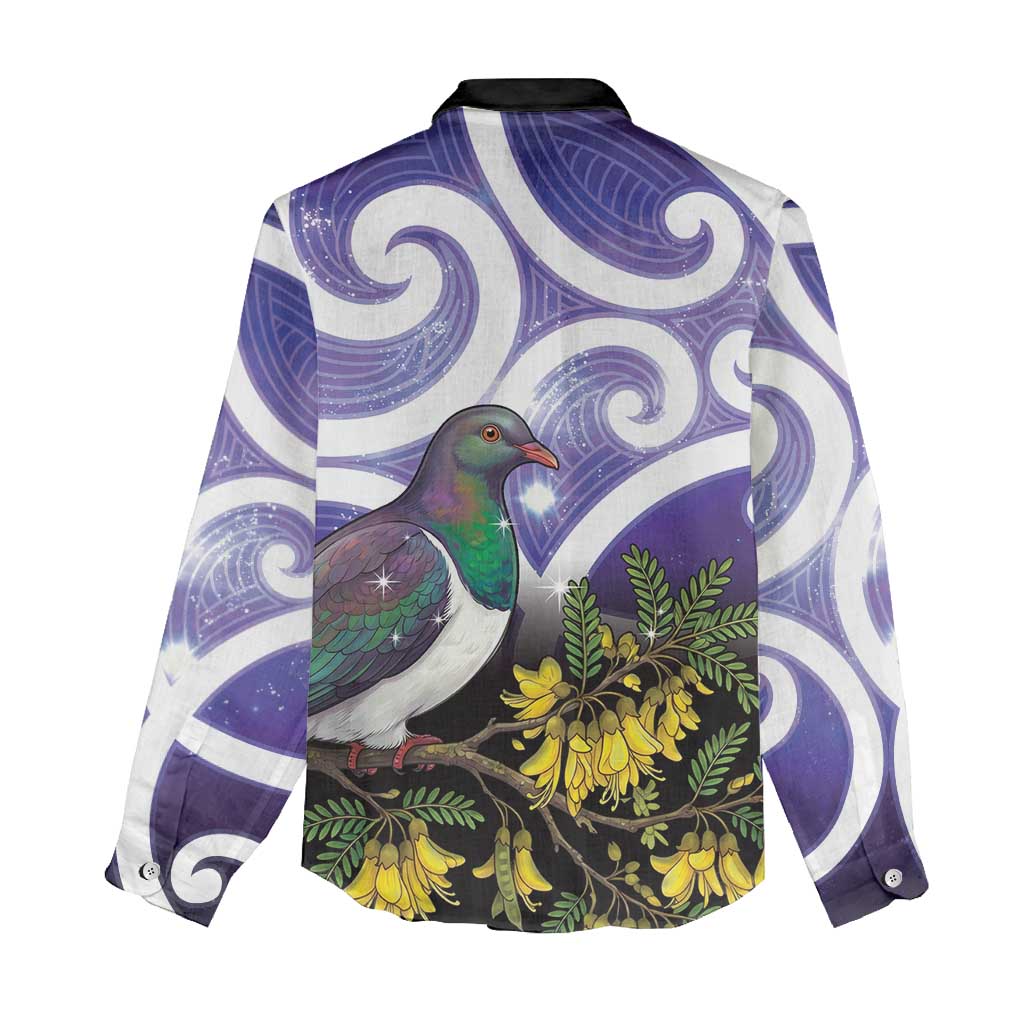 Kekeru New Zealand Matariki Women Casual Shirt Kukupa Kowhai Maori New Year Purple Version
