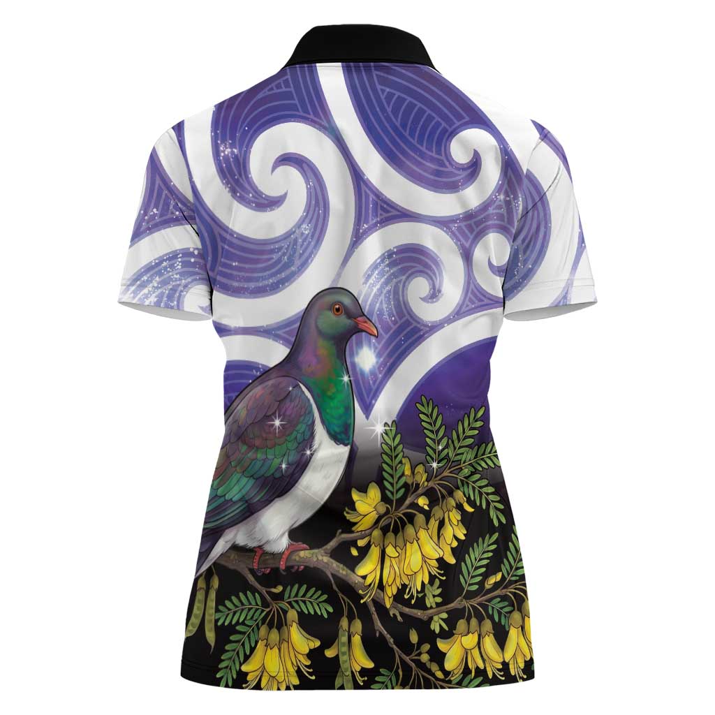 Kekeru New Zealand Matariki Women Polo Shirt Kukupa Kowhai Maori New Year Purple Version