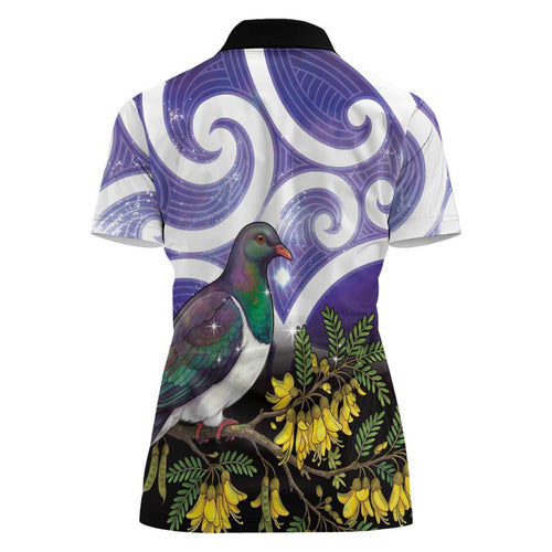 Kekeru New Zealand Matariki Women Polo Shirt Kukupa Kowhai Maori New Year Purple Version