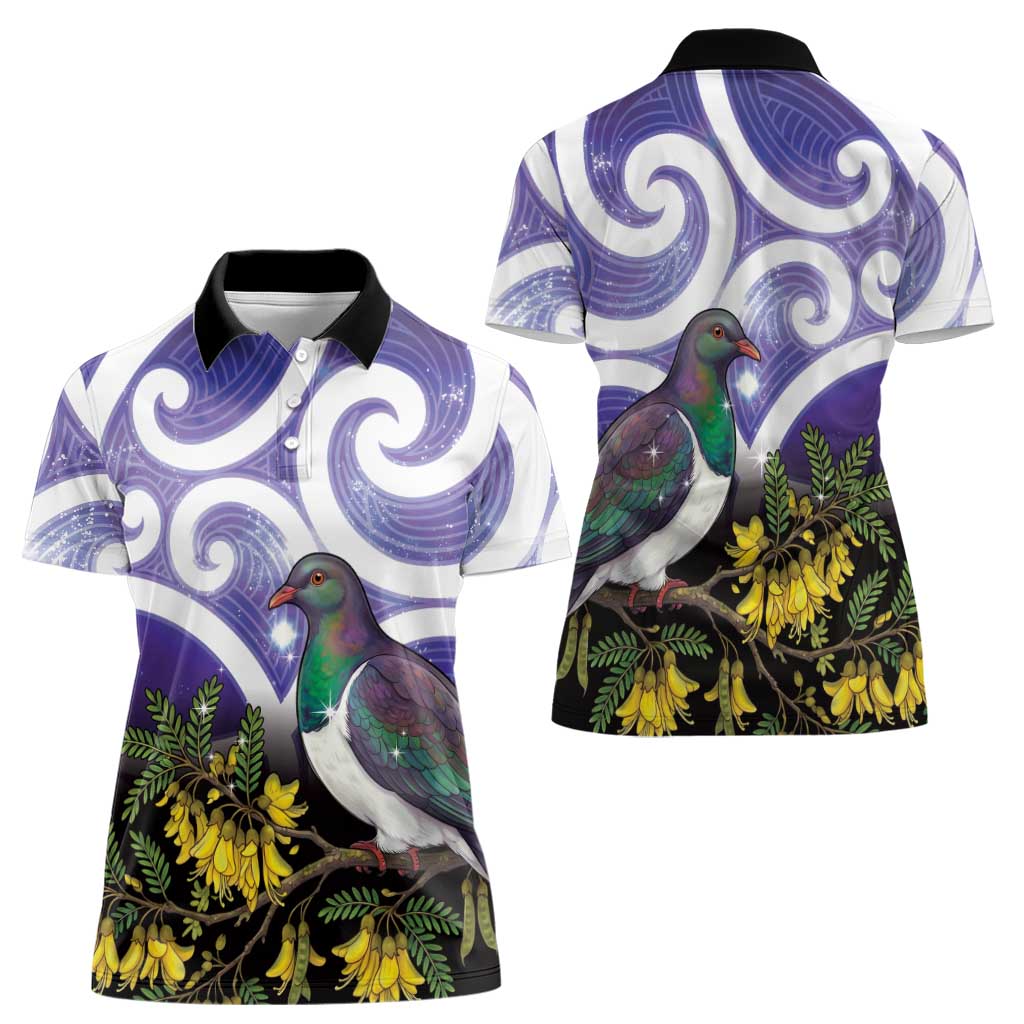 Kekeru New Zealand Matariki Women Polo Shirt Kukupa Kowhai Maori New Year Purple Version