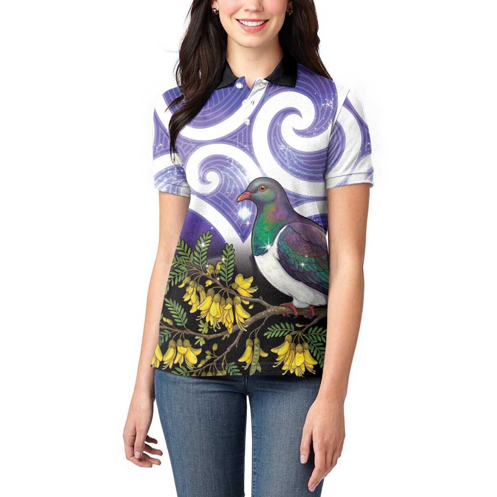 Kekeru New Zealand Matariki Women Polo Shirt Kukupa Kowhai Maori New Year Purple Version