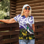 Kekeru New Zealand Matariki Women Polo Shirt Kukupa Kowhai Maori New Year Purple Version