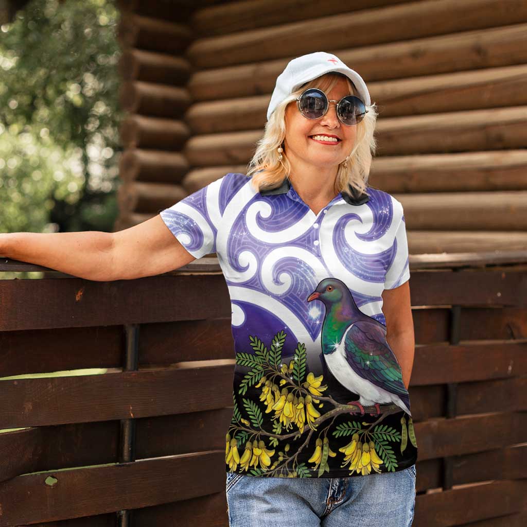 Kekeru New Zealand Matariki Women Polo Shirt Kukupa Kowhai Maori New Year Purple Version
