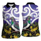 Kekeru New Zealand Matariki Women Sleeveless Polo Shirt Kukupa Kowhai Maori New Year Purple Version