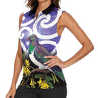 Kekeru New Zealand Matariki Women Sleeveless Polo Shirt Kukupa Kowhai Maori New Year Purple Version