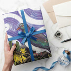 Kekeru New Zealand Matariki Wrapping Paper Kukupa Kowhai Maori New Year Purple Version