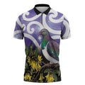 Kekeru New Zealand Matariki Zipper Polo Shirt Kukupa Kowhai Maori New Year Purple Version
